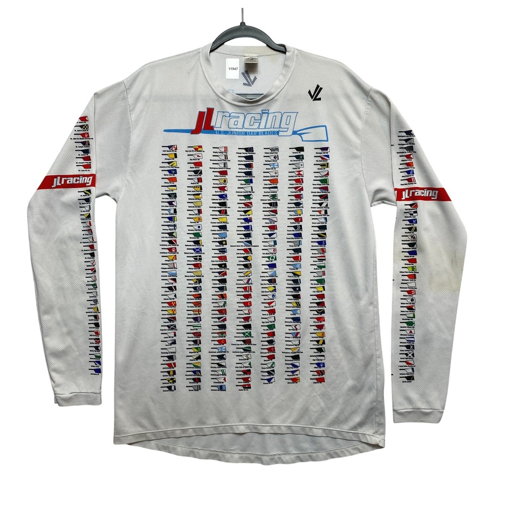JL Racing Performance Shirt Men Large White U.S. Junior Oar Blades Graphic Tee